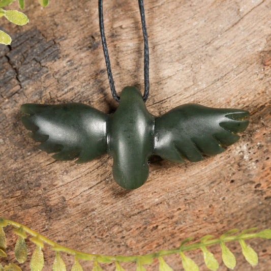 NZ Greenstone Manu Bird Pendant (BT734) Kawakawa Pounamu