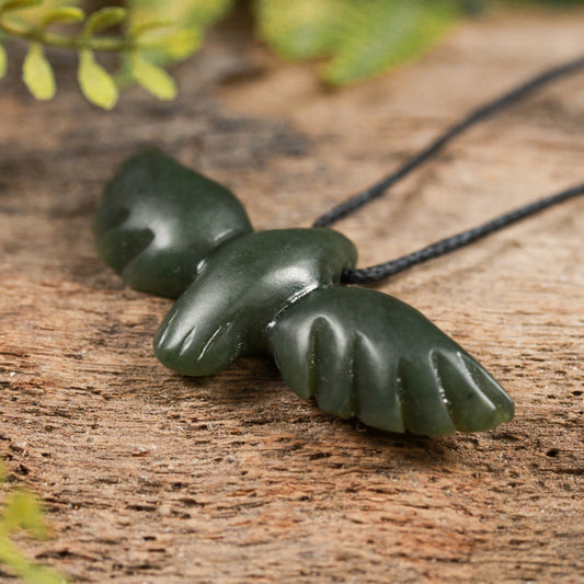 NZ Greenstone Manu Bird Pendant (BT734) Kawakawa Pounamu