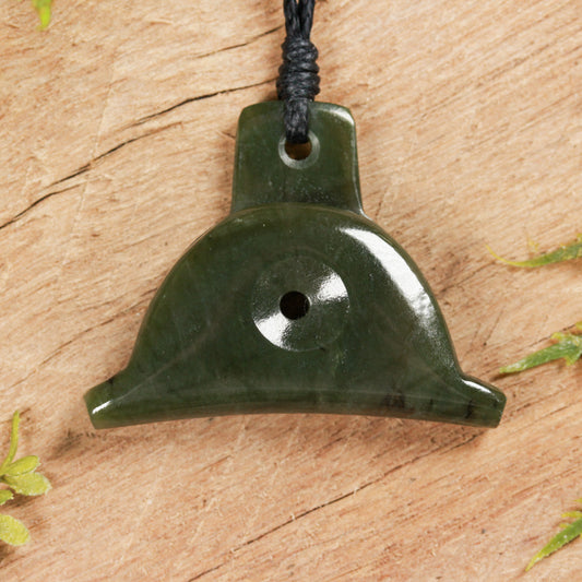 NZ Greenstone Shepard Dog Whistle Pendant (BT739) Rimu Pounamu