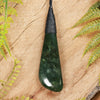 NZ Greenstone Large Roimata Pendant (BT749) Kawakawa Pounamu