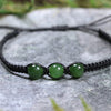 NZ Greenstone Adjustable Beaded Cord Bracelet Kawakawa Pounamu