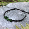 NZ Greenstone Adjustable Beaded Cord Bracelet Kawakawa Pounamu