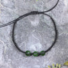 NZ Greenstone Adjustable Beaded Cord Bracelet Kawakawa Pounamu