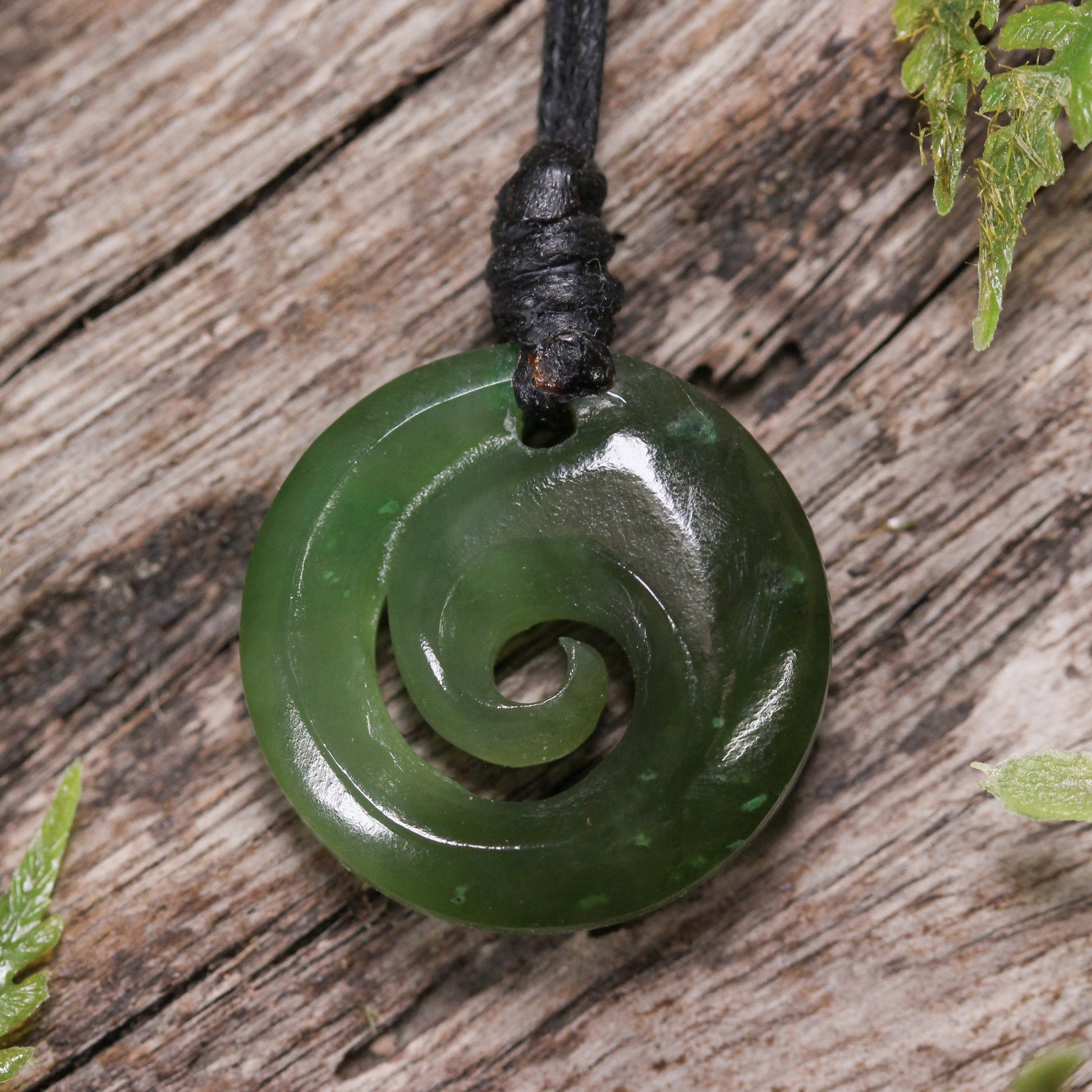 NZ Greenstone XSmall Koru Pendant Rimu Pounamu