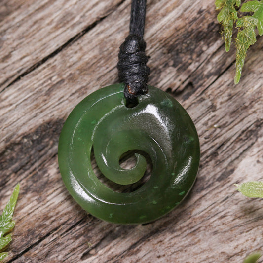 NZ Greenstone XSmall Koru Pendant Rimu Pounamu