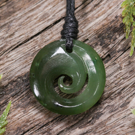 NZ Greenstone XSmall Koru Pendant Rimu Pounamu