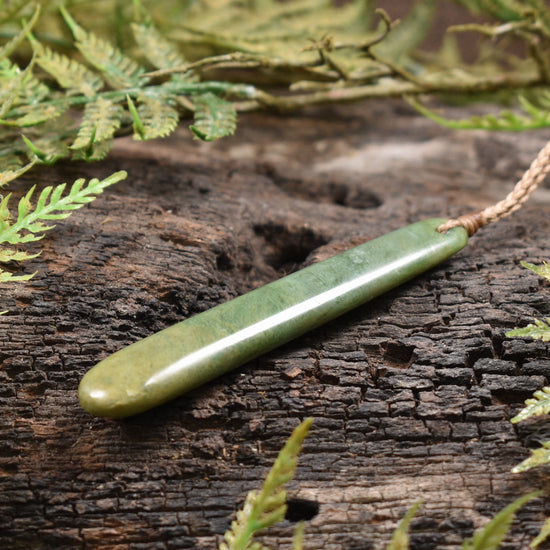 NZ Greenstone Large Roimata Pendant Flower Jade Pounamu