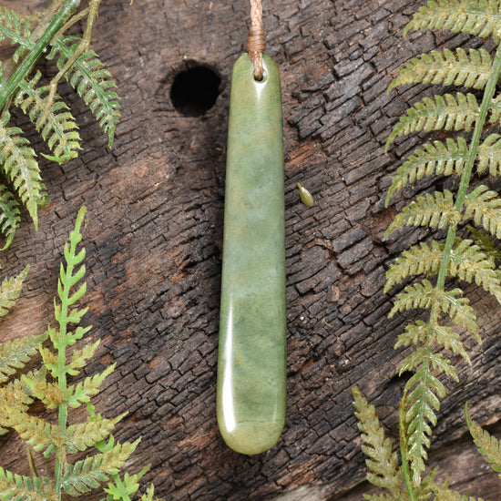 NZ Greenstone Large Roimata Pendant Flower Jade Pounamu