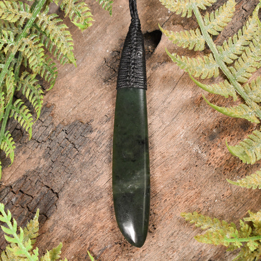 NZ Greenstone Large Freeform Roimata Pendant Rimu Pounamu