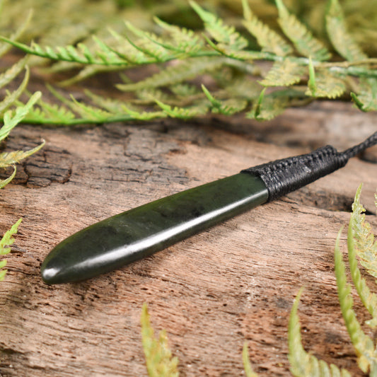 NZ Greenstone Large Freeform Roimata Pendant Rimu Pounamu