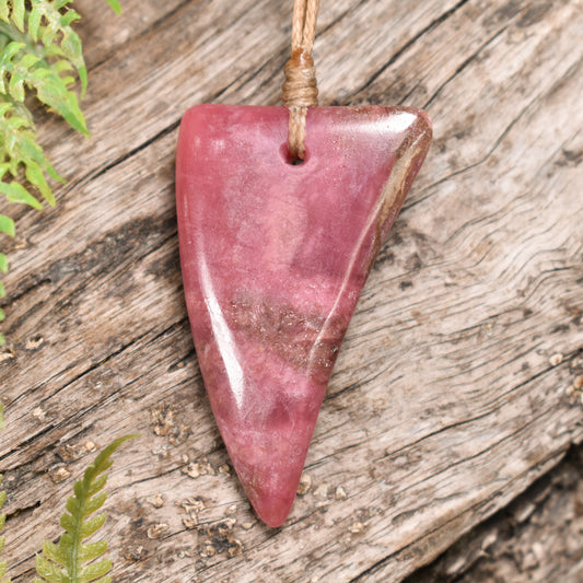 Rhodonite Small Niho Taniwha Tooth Pendant