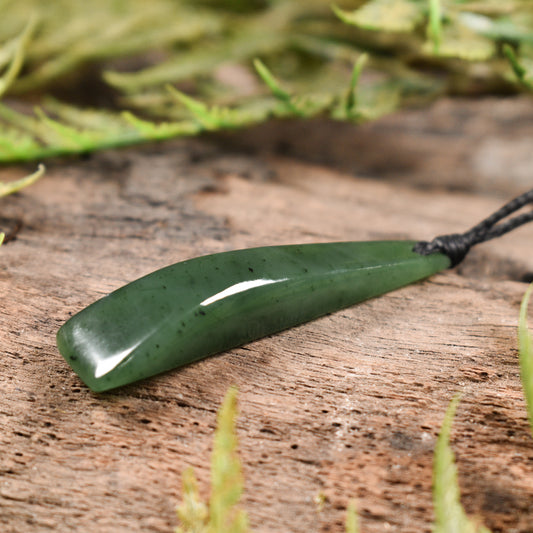 NZ Greenstone Small Freeform Toki Pendant Hapopo Pounamu
