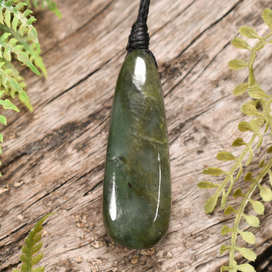 NZ Greenstone Small Freeform Roimata Pendant Rimu Pounamu
