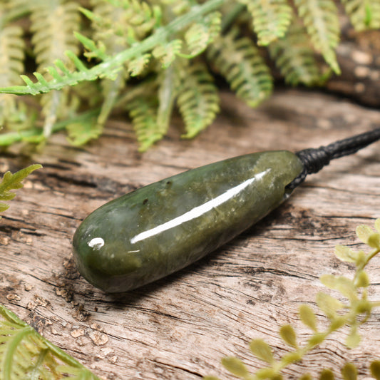 NZ Greenstone Small Freeform Roimata Pendant Rimu Pounamu