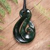NZ Greenstone Medium Koru Twist Pendant Kawakawa Pounamu