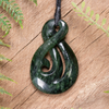 NZ Greenstone Medium Koru Twist Pendant Kawakawa Pounamu