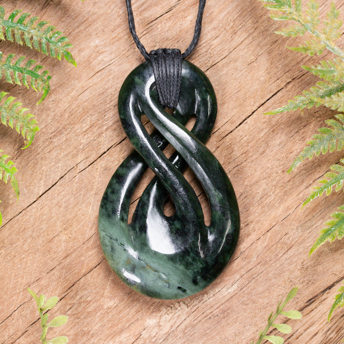NZ Greenstone Large Twist Pendant Kawakawa Pounamu