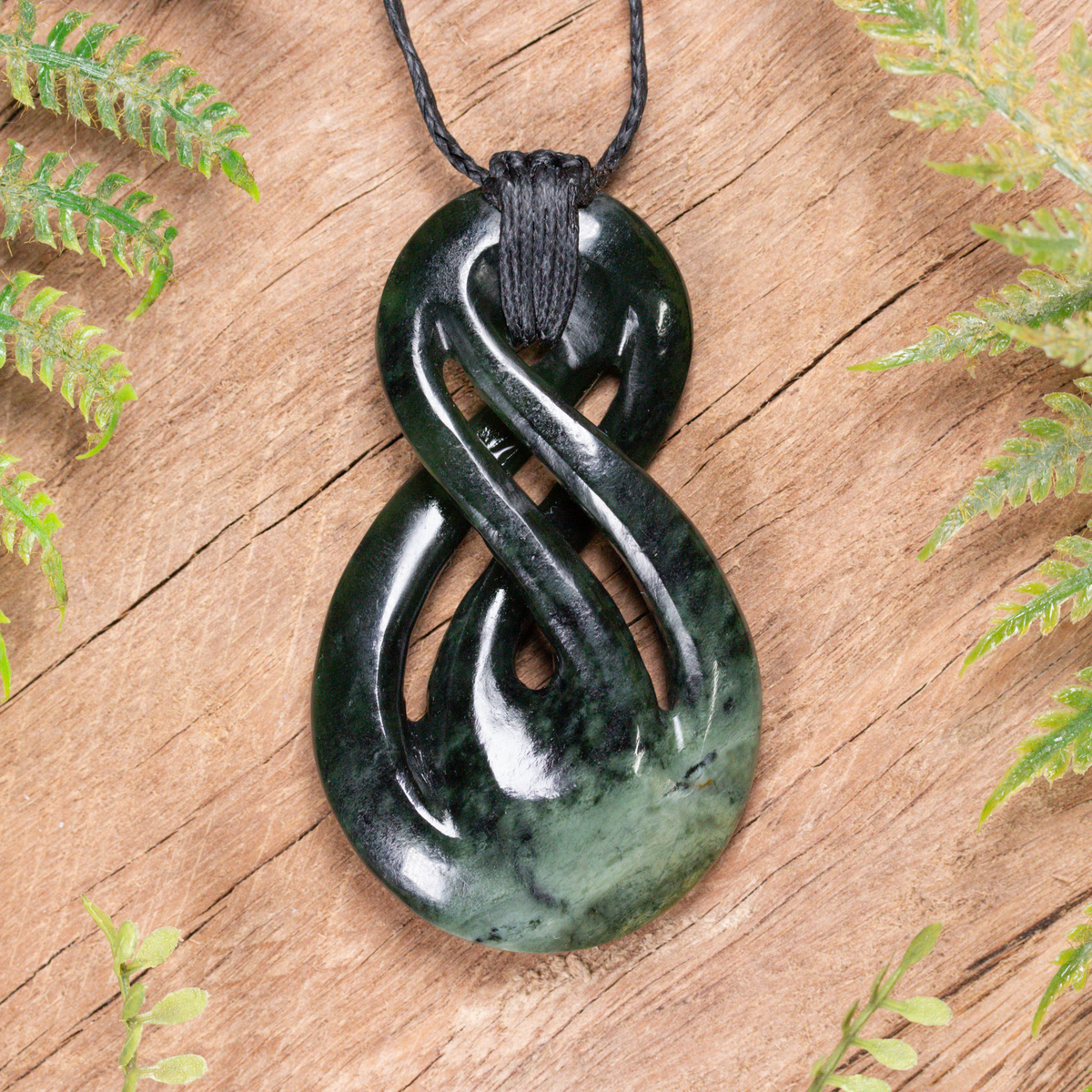 NZ Greenstone Large Twist Pendant Kawakawa Pounamu