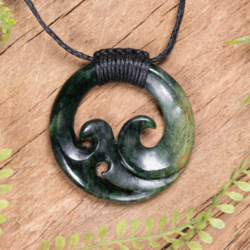 NZ Greenstone Medium Koru Pendant Flower Jade Pounamu
