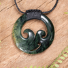 NZ Greenstone Medium Koru Pendant Flower Jade Pounamu