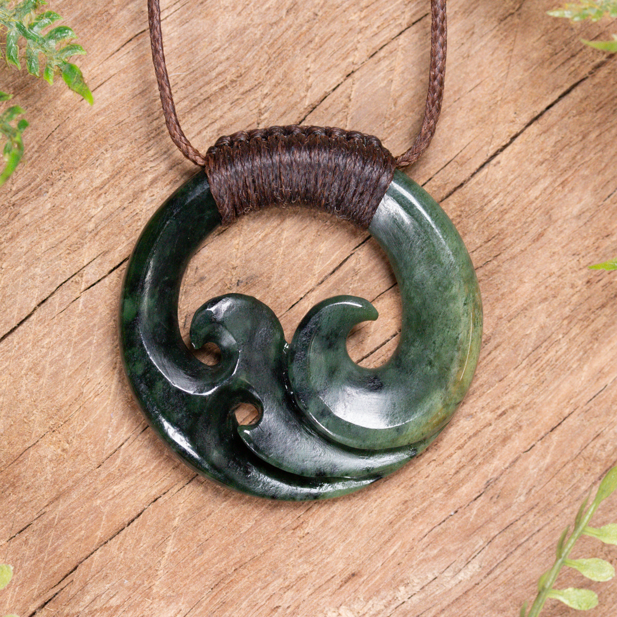 NZ Greenstone Medium Koru Pendant Flower Jade Pounamu