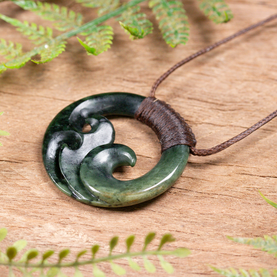 NZ Greenstone Medium Koru Pendant Flower Jade Pounamu