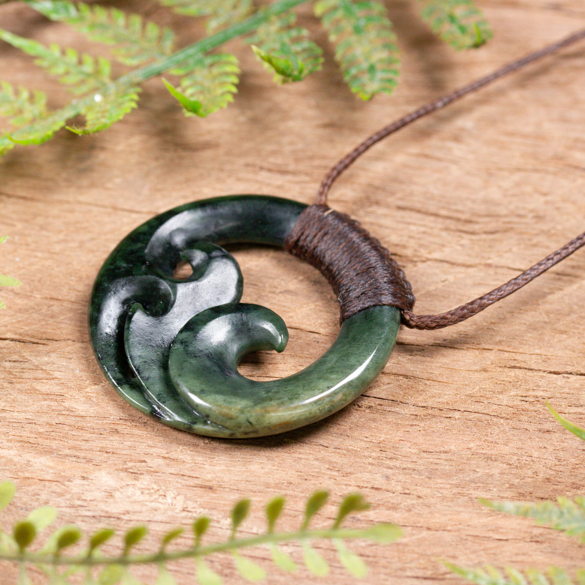 NZ Greenstone Medium Koru Pendant Flower Jade Pounamu