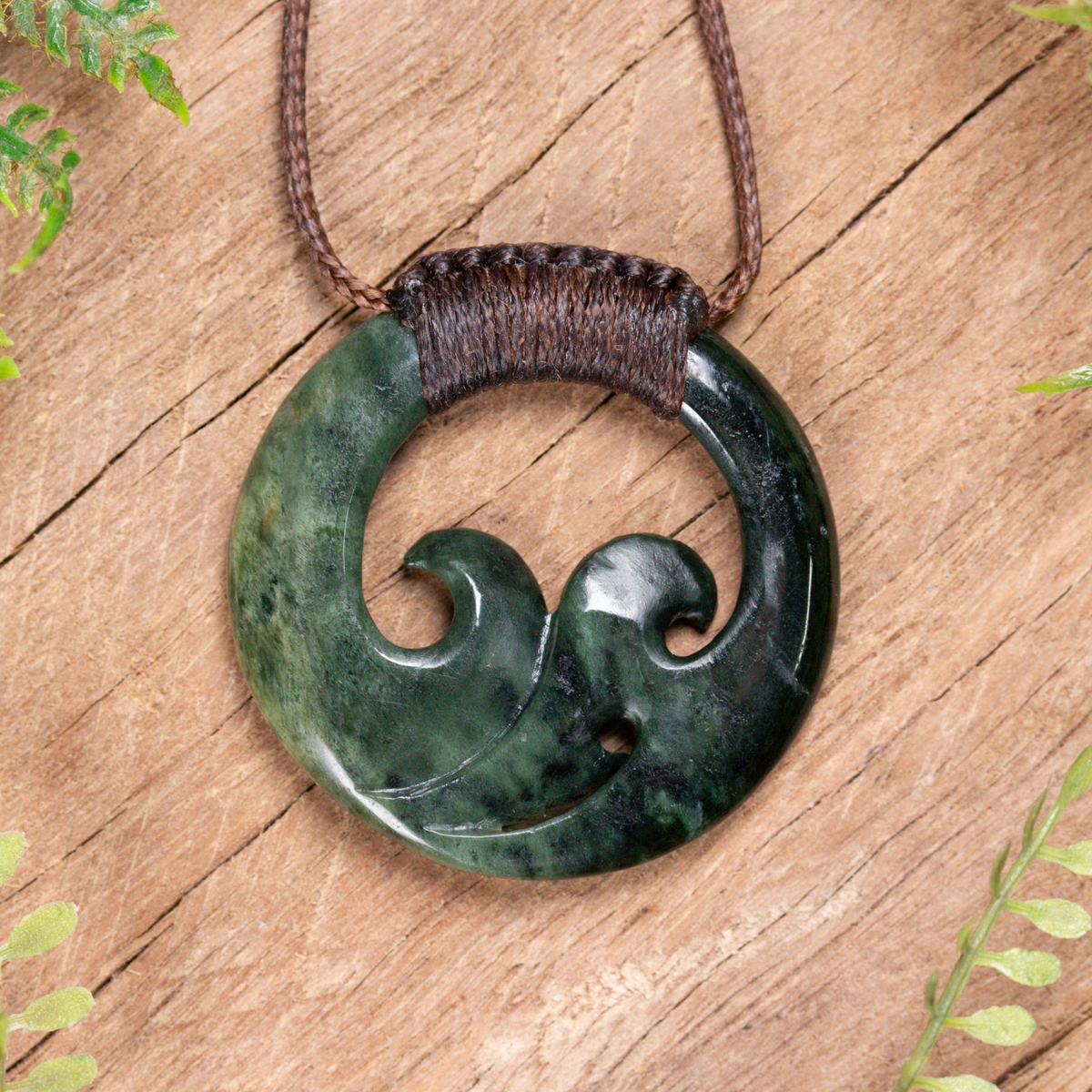 NZ Greenstone Medium Koru Pendant Flower Jade Pounamu