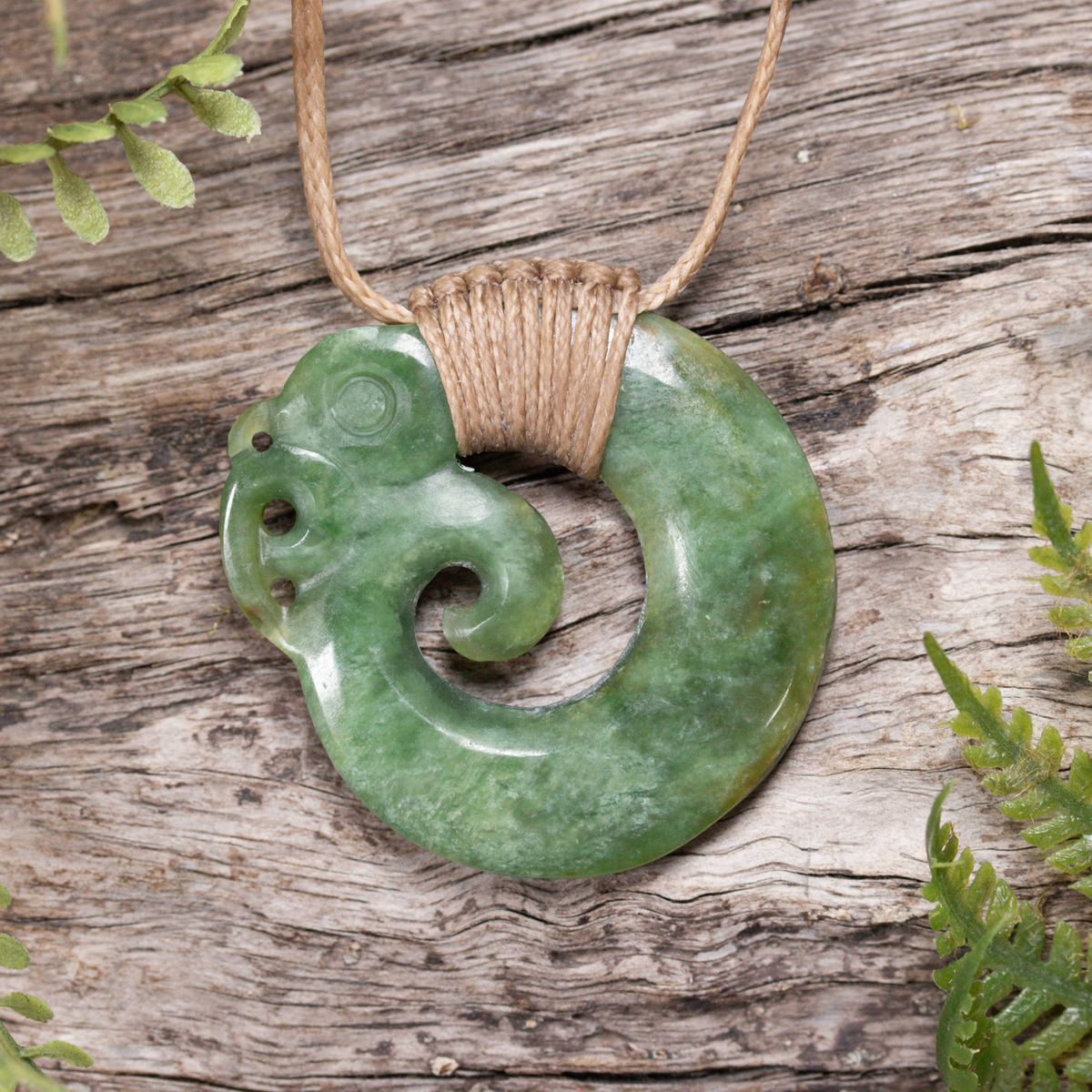 NZ Greenstone Small Koropepe Pendant Raukaraka Pounamu