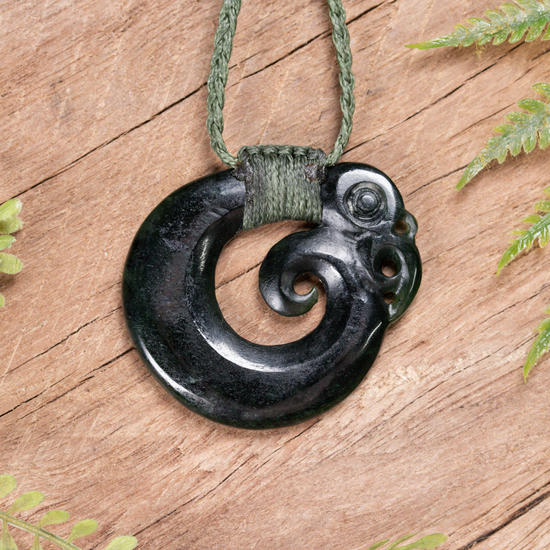 NZ Greenstone Small Koropepe Pendant Kawakawa Pounamu