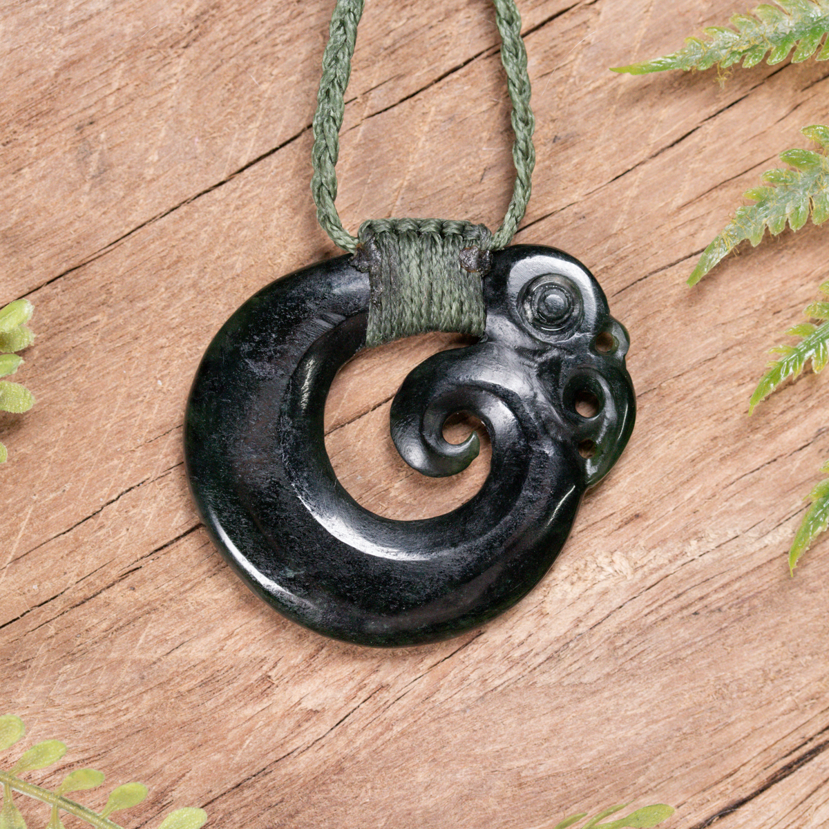 NZ Greenstone Small Koropepe Pendant Kawakawa Pounamu
