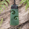 NZ Greenstone Medium Toki with Koru Pendant Hapopo Pounamu