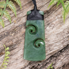 NZ Greenstone Medium Toki with Koru Pendant Hapopo Pounamu