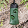 NZ Greenstone Medium Toki with Koru Pendant Hapopo Pounamu