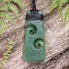 NZ Greenstone Medium Toki with Koru Pendant Hapopo Pounamu