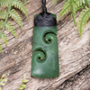 NZ Greenstone Medium Toki with Koru Pendant Hapopo Pounamu