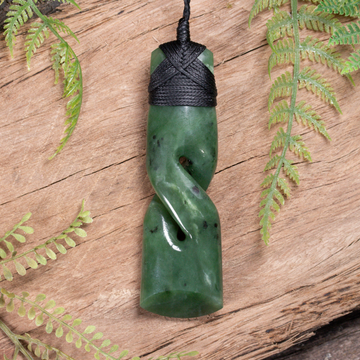 NZ Greenstone XLarge Toki Twist Pendant Hapopo Pounamu
