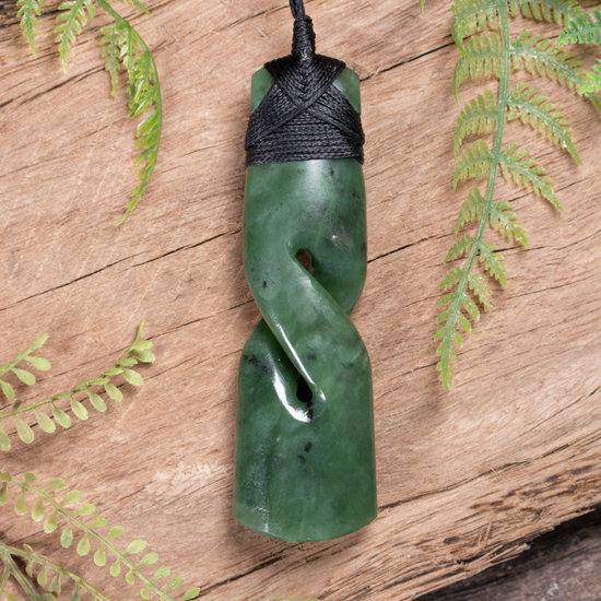 NZ Greenstone XLarge Toki Twist Pendant Hapopo Pounamu