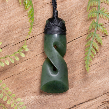 NZ Greenstone Medium Toki Twist Pendant (BT882) Hapopo Pounamu