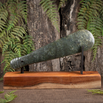 NZ Greenstone Mere with Stand Rimu Pounamu