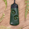 NZ Greenstone Medium Toki with Koru Pendant Hapopo Pounamu