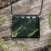 NZ Greenstone Small Shield or Breastplate Pendant Flower Jade Pounamu