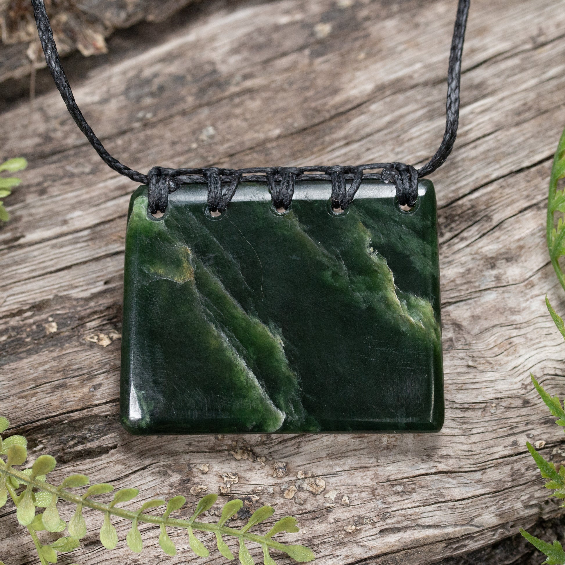 NZ Greenstone Small Shield or Breastplate Pendant Flower Jade Pounamu