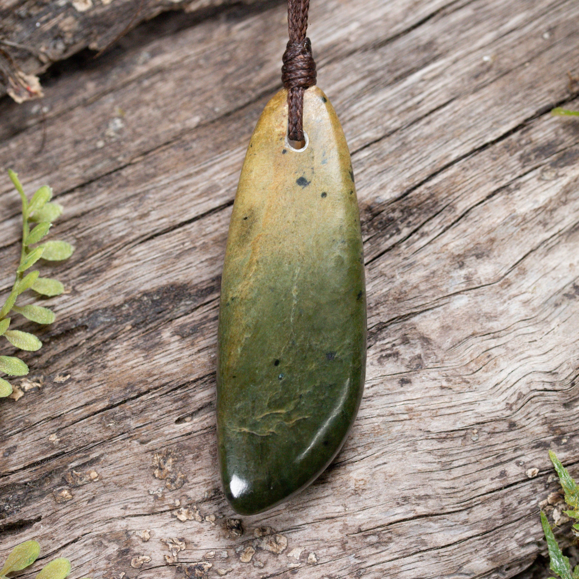 NZ Greenstone Small Freeform Roimata Pendant Flower Jade Pounamu