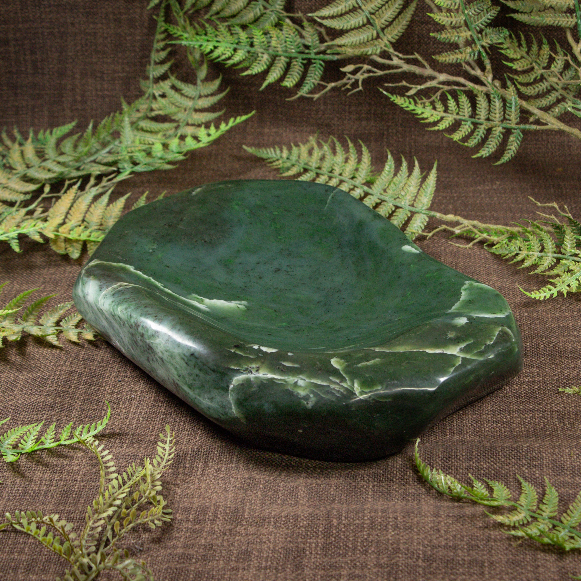 NZ Greenstone Bowl Hapopo Pounamu