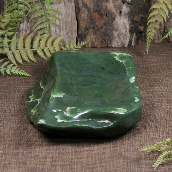 NZ Greenstone Bowl Hapopo Pounamu