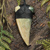 NZ Greenstone Large Niho Taniwha Tooth Pendant (BW165) Flower Jade Pounamu