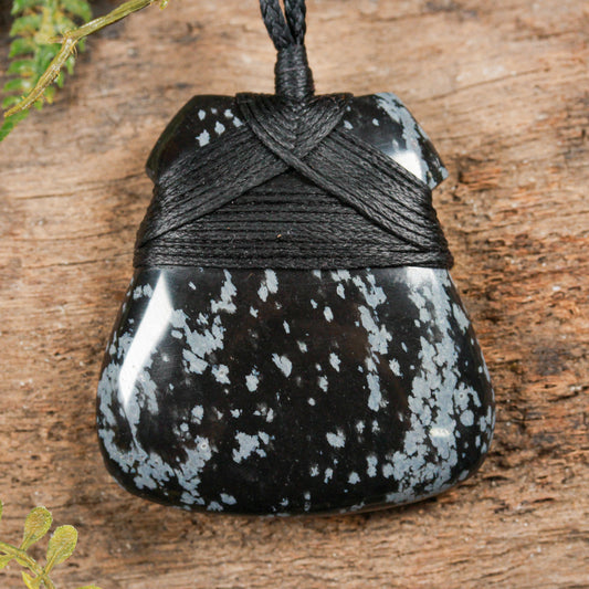 Snowflake Obsidian Small Toki Pendant (BW355)