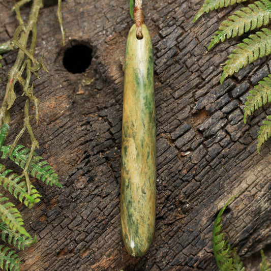NZ Greenstone Large Roimata Pendant (BW389) Flower Jade Pounamu