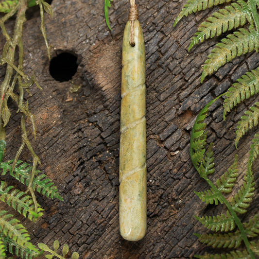 NZ Greenstone Large Roimata Pendant (BW391) Flower Jade Pounamu